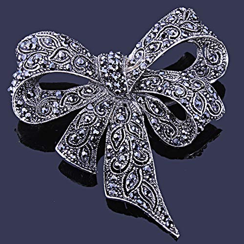 Sprießen Broche De Diamantes De ImitacióN para Damas Vintage, Broche Negro Broche De Broche, JoyeríA De Moda, Accesorios De Vestir, Estilo Elegante como Regalo para Mujer