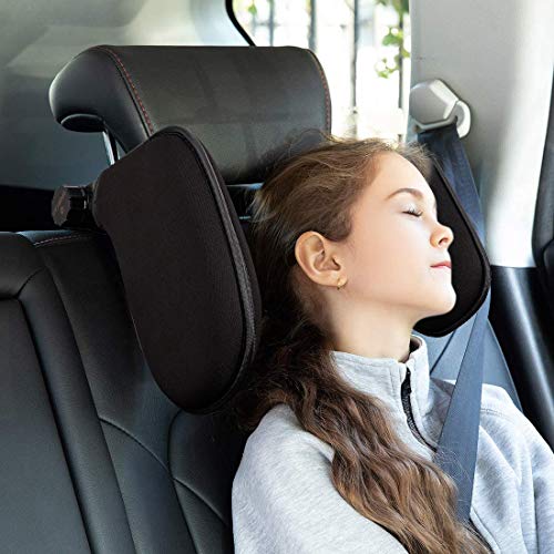 Spurtar Almohada de Cuello del Coche, Reposacabezas - Auto Cojín Cuello Almohada Reposacabezas Plegable para Dormir en el Automóvil para Adultos y niños (Negro)