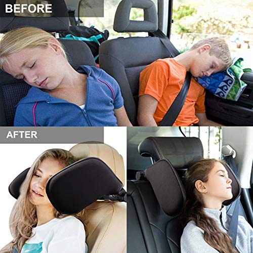 Spurtar Almohada de Cuello del Coche, Reposacabezas - Auto Cojín Cuello Almohada Reposacabezas Plegable para Dormir en el Automóvil para Adultos y niños (Negro)