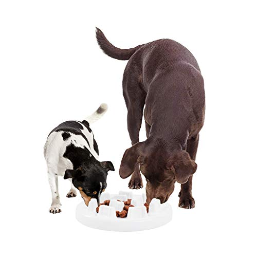 SROEM Perro de Mascota Slow Food Bowl Ceramica Comederos para Perros Antivoracidad Prevenir el Atragantamiento Indigestión Vómitos,B