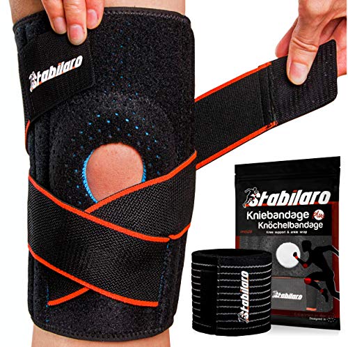 STABILARO © Rodillera y la tobillera EXTRA, Unisize S-L Unisex, Deportiva Ajustable Protector de Rótula, Menisco Ligamento, Rotuliana Antideslizante Compresión Estabilizadora