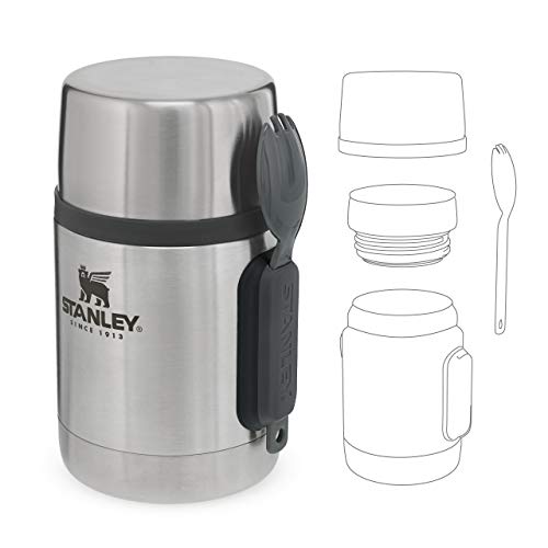 Stanley Adventure Fiambrera Termica Acero Inoxidable 0.53L / 18OZ with Spork – Termo Comida Caliente Adulto Sin BPA - Mantiene Frío o Calor 12 Horas - Tapa Doble que Sirve de Taza