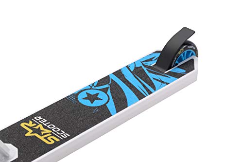 STAR SCOOTER Patinete Patineta Scooter Freestyle Stuntscooter para niños y niñas a Partir de 7 años y Adultos | 100 mm Edición Entrada | Blanco Azul