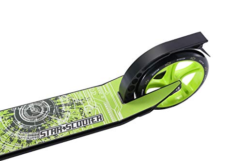 STAR SCOOTER Patinete Patineta Scooter Plegable para niños y niñas a Partir de 6-7 años y Adultos con diseño Premium para Ciudad |205 mm Edición Cruising de Lujo | Negro & Verde