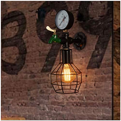 Steampunk Lámpara Pared,Loft Industrial Personalidad Retro Lámpara Pared Creativa Restaurante Bar Decoración Hierro Forjado Lámpara Grifo Tubería Agua Sala Estar Península Cocina Barra Iluminación E27