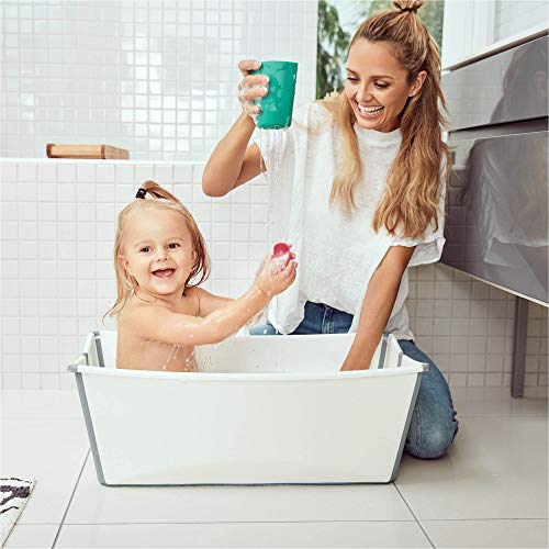 STOKKE® Flexi Bath® - Bañera de bebé plegable para ducha │ Piscina portátil con base antideslizante para niños de 0 a 4 años - Color: Blanco