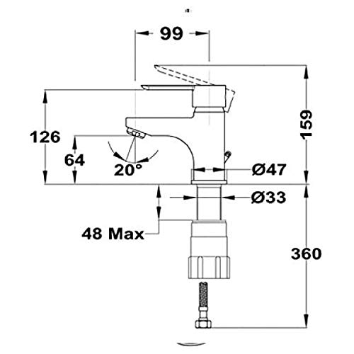 Strohm TEKA - Grifo de lavabo PETRA. Monomando de lavabo con sistema de instalación fácil, cromado, plata