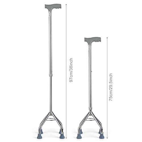 STXMY Bastón Cuatrípode De Aluminio, Antideslizantes Bastón con Base De 4 Patas, para Adultos Y Niños con Alturas De 150-175 Cm, Plateado