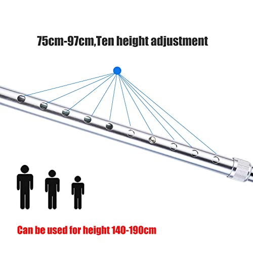 STXMY Bastón Cuatrípode De Aluminio, Antideslizantes Bastón con Base De 4 Patas, para Adultos Y Niños con Alturas De 150-175 Cm, Plateado