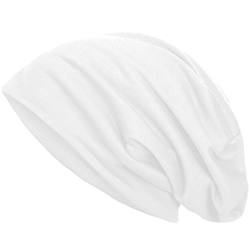 style3 Gorro Slouch Beanie de Fino Tejido de Punto Transpirable y Ligero, Gorro Unisex One Size, Color:Blanco