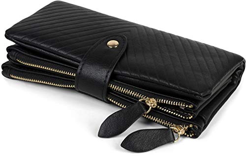 styleBREAKER Cartera de Mujer con Estructura en Forma de V, botón a presión, Cremallera, Monedero 02040124, Color:Negro