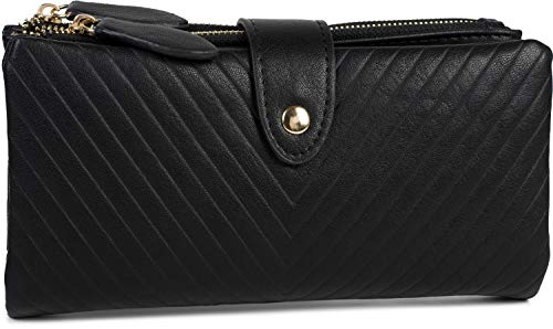 styleBREAKER Cartera de Mujer con Estructura en Forma de V, botón a presión, Cremallera, Monedero 02040124, Color:Negro