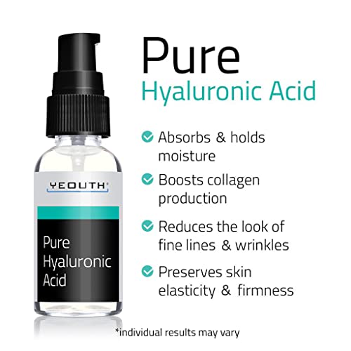 Suero Ácido Hialurónico Facial YEOUTH - Fórmula 100% pura para el antienvejecimiento! (1oz)