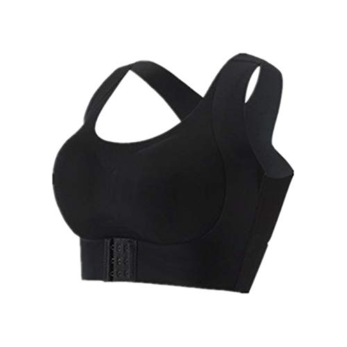 Sujetador De Corrección De Cifosis 2 En 1 Sujetador De Soporte Con Hebilla Frontal Sin Costuras, Sujetador Inalámbrico Con Corrector De Postura De Soporte Trasero (Negro, M)