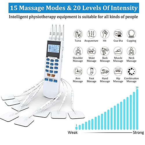 SUOTENG Estimulador Muscular, Fisioterapia de Baja frecuencia 15 Modos 4 Canales Estimulador de músculos eléctricos para masajeador Corporal Dolor Dolor RIE