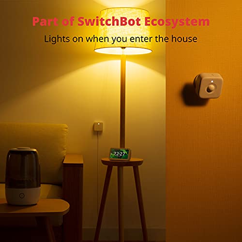 SwitchBot Sensor de movimiento inteligente, sistema de seguridad inalámbrico para el hogar, alerta de detector de movimiento con sensor infrarrojo pasivo, añade SwitchBot Hub Mini compatible con Alexa