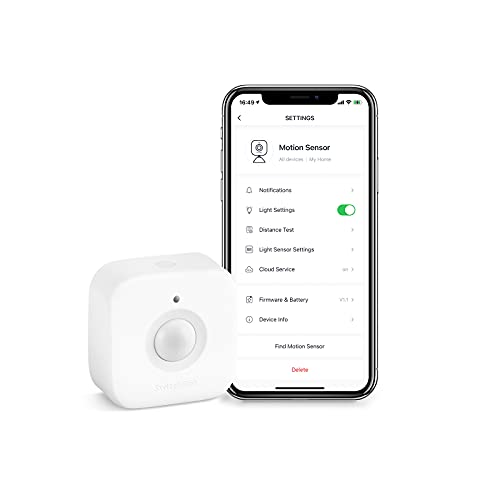 SwitchBot Sensor de movimiento inteligente, sistema de seguridad inalámbrico para el hogar, alerta de detector de movimiento con sensor infrarrojo pasivo, añade SwitchBot Hub Mini compatible con Alexa