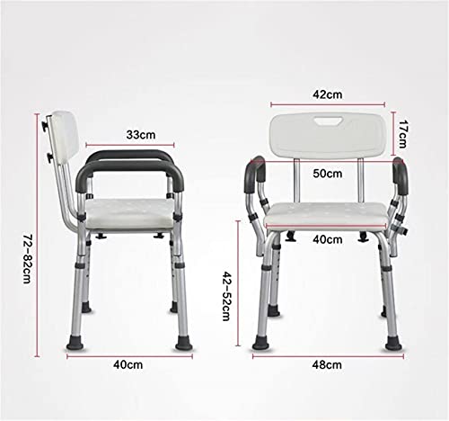 Taburete de la ducha Taburete de ducha de postura ajustable de altura con los brazos y la espalda acolchada, asiento de silla de baño para ancianos, asientos de baño con discapacitados Banco de baño,