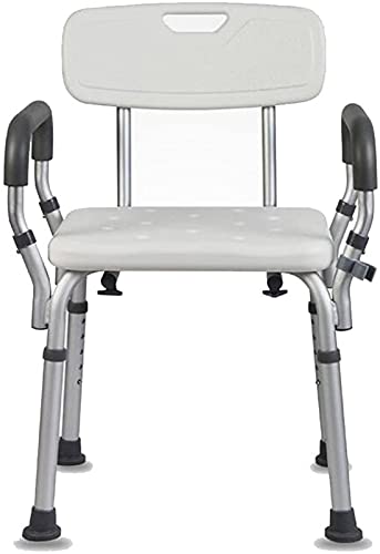 Taburete de la ducha Taburete de ducha de postura ajustable de altura con los brazos y la espalda acolchada, asiento de silla de baño para ancianos, asientos de baño con discapacitados Banco de baño,