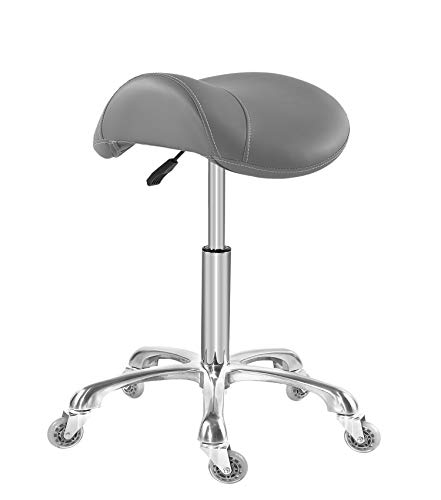 Taburete de silla para masaje clínica Spa Salon Cutting, silla con ruedas de altura ajustable (gris)