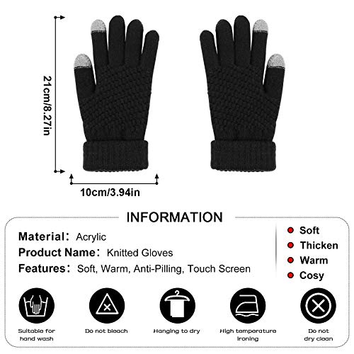 TAGVO 2 Pares De Guantes De Invierno De Punto Para Mujer, Algunos Guantes Cálidos, Guantes Para Pantalla Táctil Con Forro Polar Fino, Adecuados Para Actividades De Ocio En Interiores o Exteriores