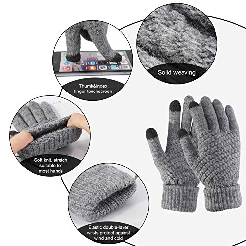 TAGVO 2 Pares De Guantes De Invierno De Punto Para Mujer, Algunos Guantes Cálidos, Guantes Para Pantalla Táctil Con Forro Polar Fino, Adecuados Para Actividades De Ocio En Interiores o Exteriores