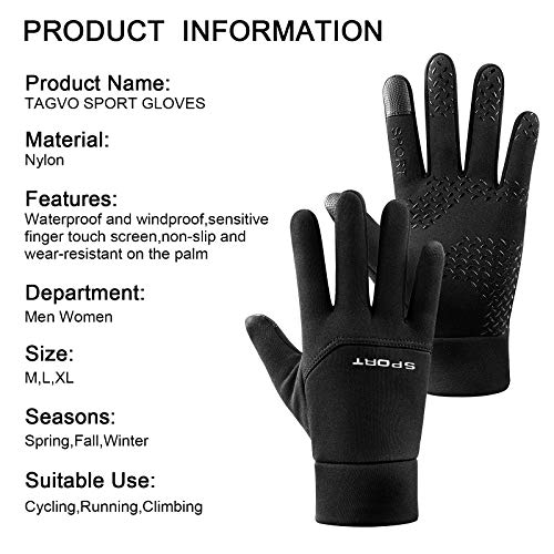 TAGVO Guantes Deportivos De Invierno Guantes De Ciclismo Antideslizantes Impermeables y a Prueba De Viento Guantes De Trabajo Al Aire Libre Guantes Portátiles para Correr Ajuste Ceñido Super Grip