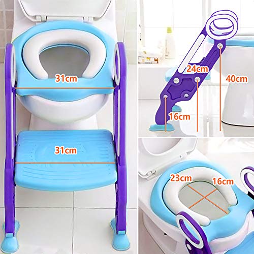 Tarnel Adaptador WC Niños con Escalera Asiento Inodoro Niños Ajustable para Orinal Infantil Formación Seguro Antideslizante