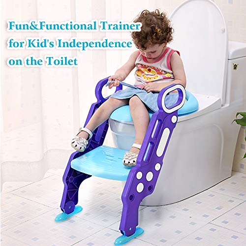 Tarnel Adaptador WC Niños con Escalera Asiento Inodoro Niños Ajustable para Orinal Infantil Formación Seguro Antideslizante