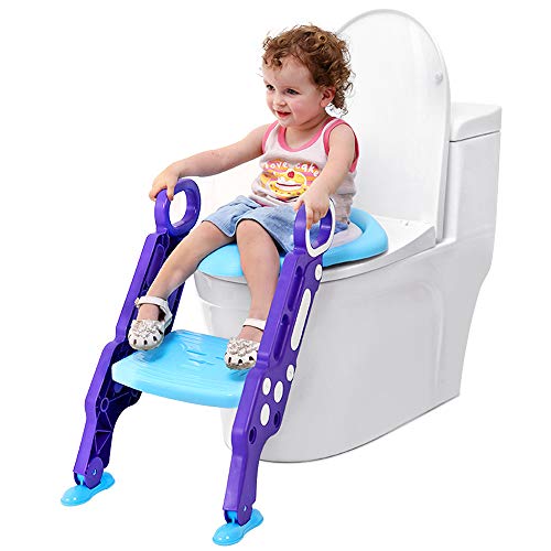 Tarnel Adaptador WC Niños con Escalera Asiento Inodoro Niños Ajustable para Orinal Infantil Formación Seguro Antideslizante