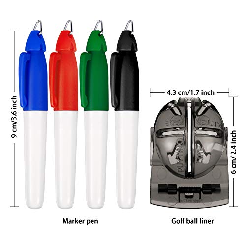 Tatuo Herramienta de alineación de la Pelota de Golf de 4 Piezas Liner Ball Marcador de marcación y 4 Piezas de Pelota de Golf Rotulador (Grey)