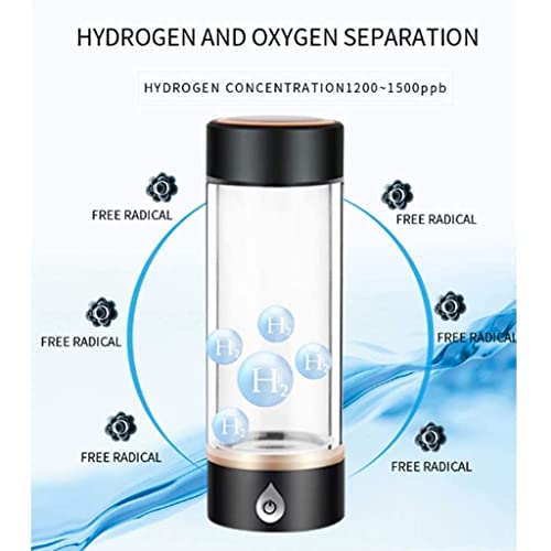 Taza de agua rica en hidrógeno, generador de agua rica en hidrógeno de alta concentración, para mejorar el metabolismo, absorción de nutrientes, frutas, verduras, radicales libres (color: negro)