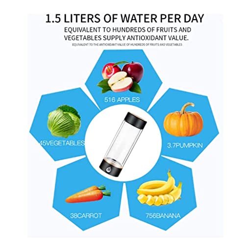 Taza de agua rica en hidrógeno, generador de agua rica en hidrógeno de alta concentración, para mejorar el metabolismo, absorción de nutrientes, frutas, verduras, radicales libres (color: negro)