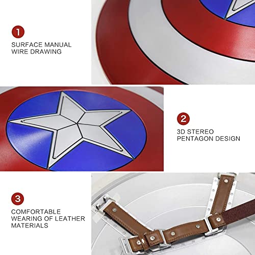 TCWDX Escudo de Capitán América Escudo de Disfraz de plástico Marvel Legends Versión de película Réplicas Vengadores Adultos Escudo de Capitán Accesorios de Mano 1: 1 Barra de sensación metálica D