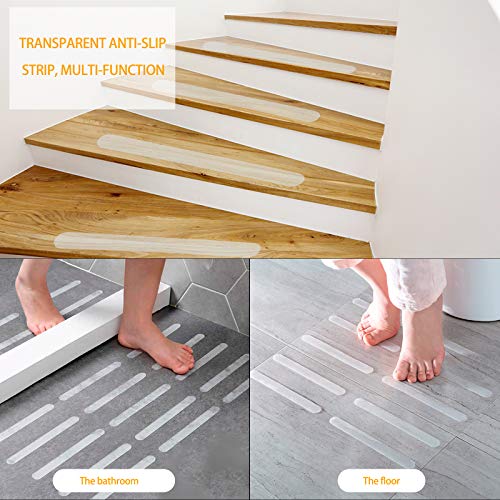 TDDL 30 Piezas Pegatinas Antideslizantes Bañera Transparente Autoadhesivas, 20x2 cm Tiras Antideslizantes Bañera Transparente Ducha y Escalera Alfombra Bañera Adultos, Niños y Bebé