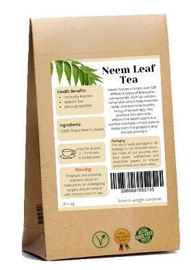 Té de hojas de neem tropical | 100% natural | 60 bolsitas de té envueltas individualmente | Té de desintoxicación extrema para bajar de peso