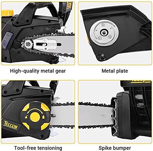 TECCPO Motosierra Eléctrica 2400W, Motosierra, Espada de 40 cm, Velocidad de 15m/s, Auto-Lubrificación, Cambio de Espada sin Herramienta, Doble Interruptor de Seguridad - TACS01G