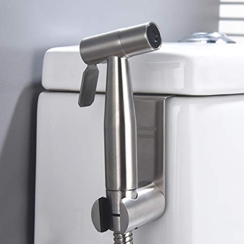 Tecmolog Ducha Bidet Acero Inoxidable Grifo Bidet Portatil para WC Kit Ducha de Lavabo Bidet con Soporte Ducha, Adaptador Manguera y Manguera WC 1.2m, WS024F2