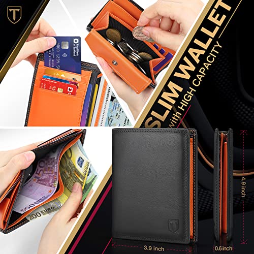 TEEHON Grande Cartera Hombre con Monedero, Cartera RFID, Cartera Hombre de Piel, Cartera Vertical Hombre con 16 para Tarjetas, Billetes y Monedas, Carteras para Hombre Incluye Caja de Regalo