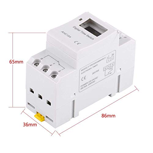 Temporizador Carril DIN, Programador Digital DIN con 16 Configuraciones de Encendido / Apagado, 7 Días Temporizador Enchufable Programable, Pantalla LCD( AC220V)