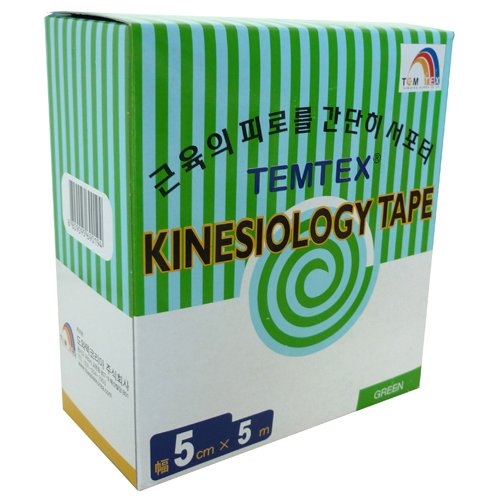 Temtex - Kinesiology Tape 5x5 6 uds, Talla 5 cm x 5 m, Color Verde