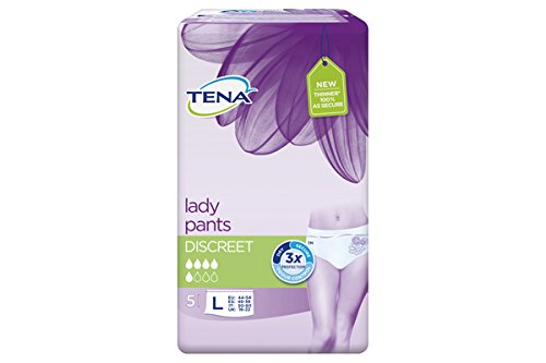 Tena Lady Pantalones Discreta, ropa interior protectora para la incontinencia urinaria moderada/incontinencia, grande (L), 6-pack (6 x 5 piezas)