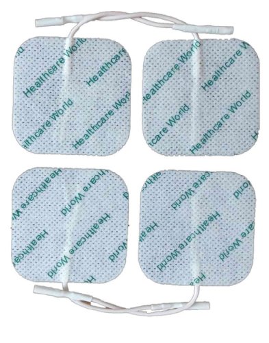 TENS/EMS Electrodos pre-cableados con respaldo de gel autoadhesivo de alta calidad Combo Pack 8 cuadrados 5 x 5 cm y 8 grandes 5 x 10 cm Healthcare World