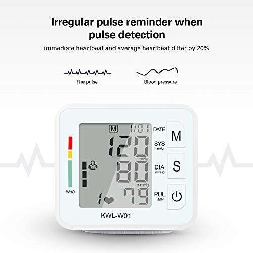 Tensiómetro de Muñeca, Medidor De Monitor De Presión Arterial De Muñeca Digital LCD Tonómetro De Presión Arterial Tensiometro 2 Usuarios