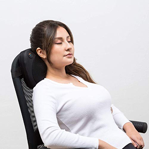 TENZO® Cojín de Masaje para hombros, espalda - Masaje Shiatsu multidireccional - Termoterapia por infrarrojos - Almohada masajeadora eléctrica para alivio del dolor muscular en casa, oficina o coche