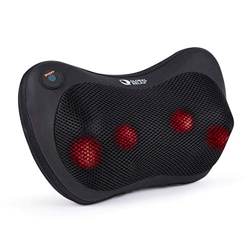 TENZO® Cojín de Masaje para hombros, espalda - Masaje Shiatsu multidireccional - Termoterapia por infrarrojos - Almohada masajeadora eléctrica para alivio del dolor muscular en casa, oficina o coche