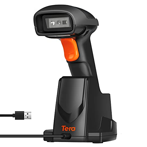 Tera Pro Series Lector de código de Barras con cámara de 1 MP Escáner de código de Barras 2D QR 1D Escaneo de Alta Velocidad Inalámbrico 2.4G y Bluetooth con estación de Carga, HW0007-2.4G