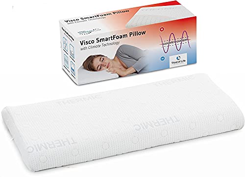 Third of Life Almohada de Espuma Viscoelástica HADAR Low | Almohada Cervical Ergonómica y Ortopédica | Hipoalergénica | Funda con Termorregulación | Ideal para Dormir Boca Abajo | 80x40cm