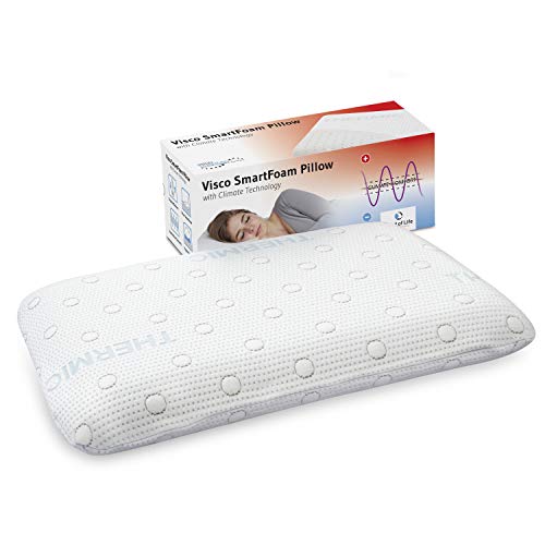 Third of Life Almohada viscoelástica 40x60 MIZAR diseñada para Dormir Boca Abajo | Almohada ergonómica Memory Foam de sólo 7cm de Altura | Funda con termorregulación | 60 x 40 x 7 cm