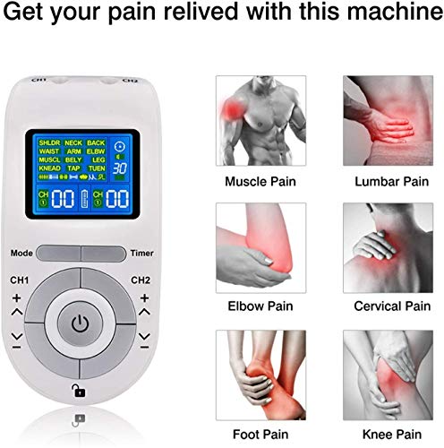 TIANYOU Tens Muscle Stimulator, Ems Massager Massager Massager Acupuntura de Baja Frecuencia Fisioterapia para el Dolor de Alivio Suave y cómodo se ajusta a la piel.